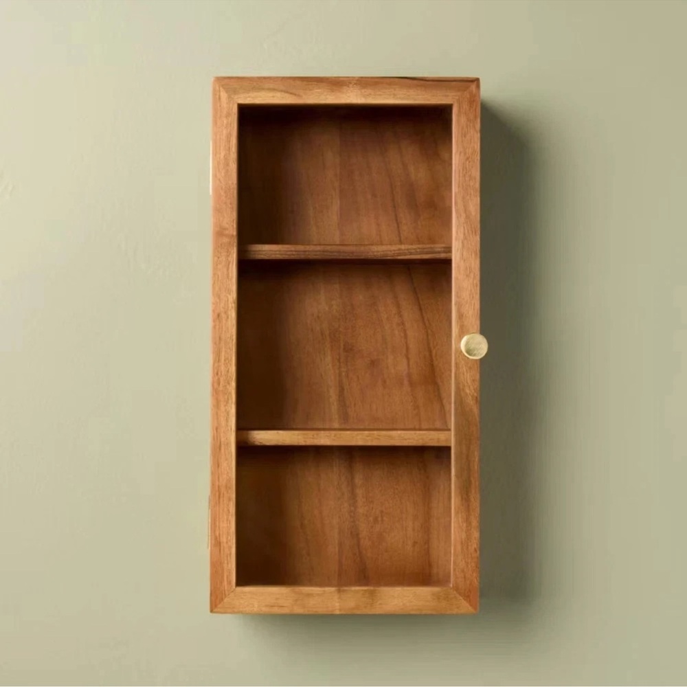 Hearth & Hand™ Magnolia Wooden Glass Door Wall Mounted Wood Display Box Shelf